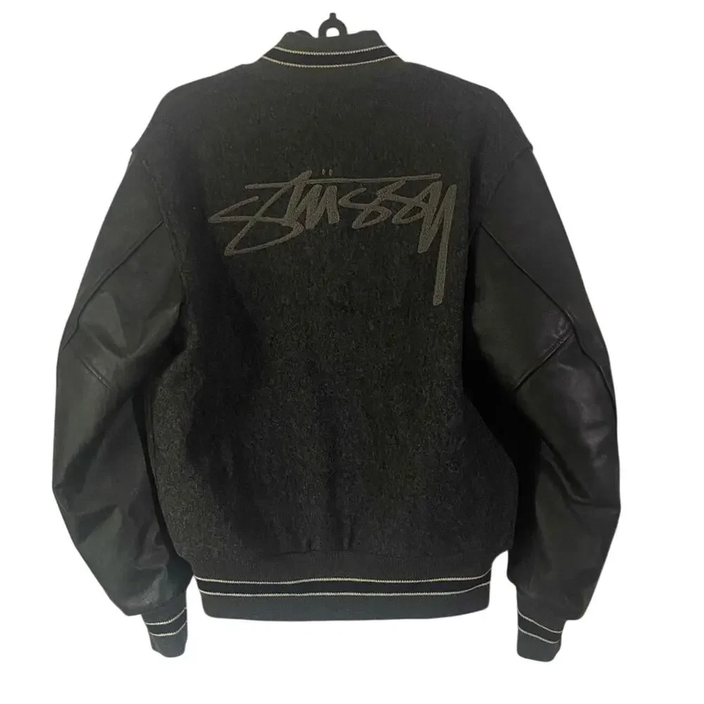 Vintage Stussy International Tribe Varsity Jacket M Wool Leather Sleeve 90s USA
